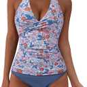 SUUKSESS Women Sexy Halter Tankini Bathing Suits Slimming Tummy Control High Waisted Swimsuits 2 Piece (XL)