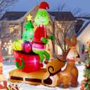 7FT Christmas Inflatables Outdoor Decorations,Inflatable Green Monster Yard Decorations with LED Lights for Indoor Outdoor Christmas Garden Decor