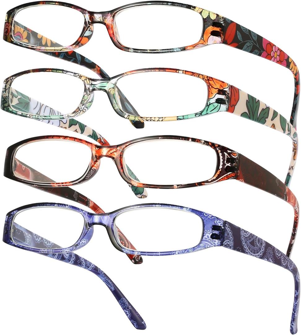 Gaoye 4-Pack Readers for Women, Blue Light Blocking Reading Glasses, Stylish Reading Glasses for Women in 4 Patterns (Classic)