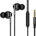 2 x viken Wired Earbuds with Microphone Volume Control, Stereo Heavy Bass Earphones Noise Isolation in-Ear Headset Compatible with iPad,Laptop,MP3,Phones Fits All 3.5mm Jack Plug Headphones Wired (Black)