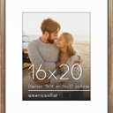 Americanflat Vintage Frames - 16x20 Picture Frame with Beaded Accents and Polished Plexiglass - Use as 11x14 Frame or Display 16x20 Photos Without Mat - Heirloom Collection - Wall Display - Gold