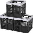 18 L Collapsible Milk Crates, Plastic Stackable Storage Crate, 3-Pack
