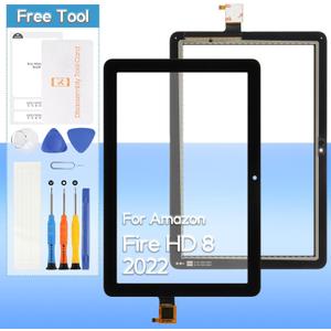 Touch Screen Replacement for Amazon Fire HD 8 2022 / HD 8 Plus Tablet 2022 12th Gen 8.0 inch KFRAWI KFRAPWI Front Glass Touch Panel Digitizer with Tools(Not Include LCD)