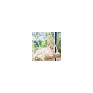 Cat Window Perch with IndustrialGrade Suction Cups  Solid Pine Wood Hammock Bed, Soft Cushion  42 lb Capacity for Cats Inside