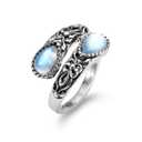 925 Sterling Silver Moonstone Ring for Women Chunky Adjustable Ring Boho Vintage Thumb Spoon Ring for Birthstone Jewelry