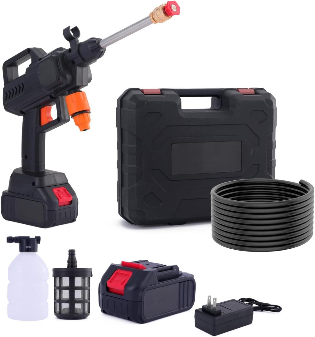 Portable Cordless Pressure Washer with Water Tank - High Pressure Car Washer, 20V Battery Powered, Wireless Mini Pressure Washer for Cars, Home, Patio, and Outdoor Cleaning