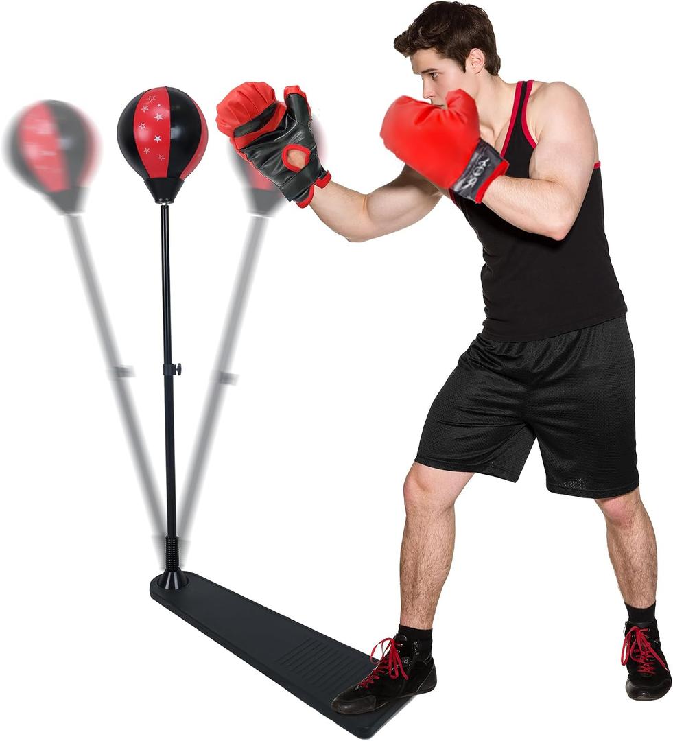 Elevon Punching Bag with Stand, Ajustable Height Punch Bag Stand with Gloves, Easy to Assemble Sports Training, 4ft x 12" Multiple