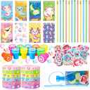 Giegxin 110 Pcs Axolotl Party Favors Axolotl Birthday Party Supplies Cute Animal Mini Notebooks Pens Stamps Bracelets Stickers Organza Bags Set for Birthday Gifts Office School Classroom Rewards