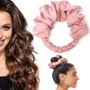 Curling Scrunchie, Heatless Hair Curler to Sleep In, No Heat Curls for Long Hair, Soft Sleep Hair Roller (Pink, 1 Count)