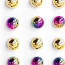 12PCS Gold Fridge Magnets Cute Round Magnet for Refrigerator Small Gradient Colorful Decorative Magnetic for Home Kitchen Office Whiteboard