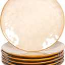 vicrays Ceramic Dinner Plates Set, 10.5 Inch, Set of 6, Round, Microwave, Oven, Dishwasher Safe, Porcelain Fluted Suitable for Steak, Pasta, Pizza, Home, Party, Restaurant (Beige)