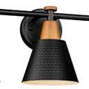 FEMILA Black Bathroom Light Fixtures, 3-Light Bathroom Vanity Lights Over Mirror with Hammered Metal Shade, Modern Wall Lamp for Kitchen Bedroom Living Room,4FG59B-3W BK (22")