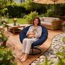 Waterproof Papasan Chair Cushions Outdoor Soft Circle Seat Pad, 45X45in,White Green
