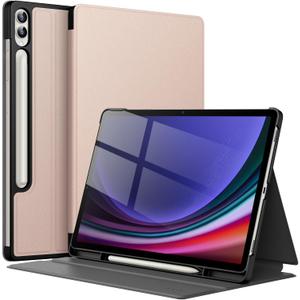 JETech Case for Samsung Galaxy Tab S10 Plus/Tab S9 Plus 12.4-Inch with S Pen Holder, Slim Folio Stand Protective Tablet Cover, Multi-Angle Viewing (Rose Gold)