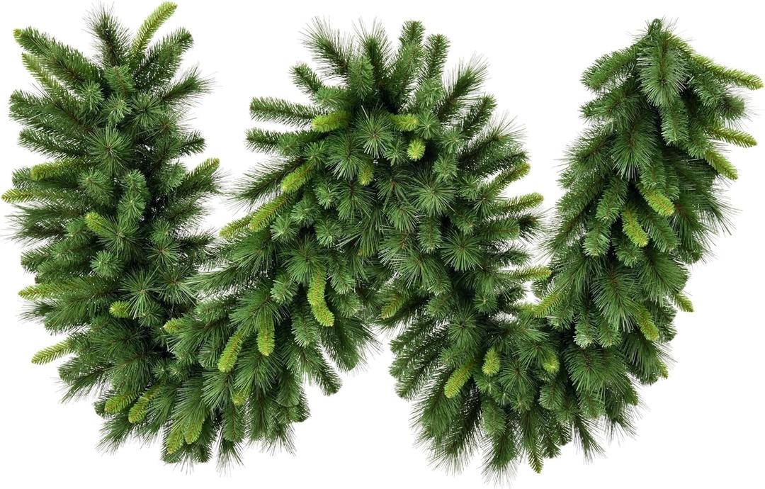 Vickerman 9' x 14" Bangor Mixed Pine Artificial Christmas Garland with 255 PVC Tips - 9 Foot Christmas Garland - Unlit 9ft Garland - Lush 9ft Pine Garland (Green)