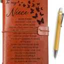 To My Niece Embossed Vintage Leather Journal, Refillable Journal Notebooks, Travel Journal Diary Sketch Book Writing Journal Graduation Birthday Christmas Gift for Niece from Aunt Uncle