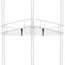 HuggieGems 3 Tier Floor Standing Corner Shower Caddy Organizer Shelf with Hooks, Bathroom Shelves Stand Rack, White