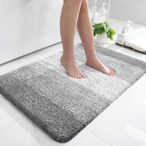 OLANLY Bathroom Rugs Mat 36x24, Extra Soft Absorbent Microfiber Bath Rugs, Rubber Backing, Quick Dry, Machine Washable Bath Mats for Bathroom Floor, Tub, Shower and Home Decor Accessories, Light Grey