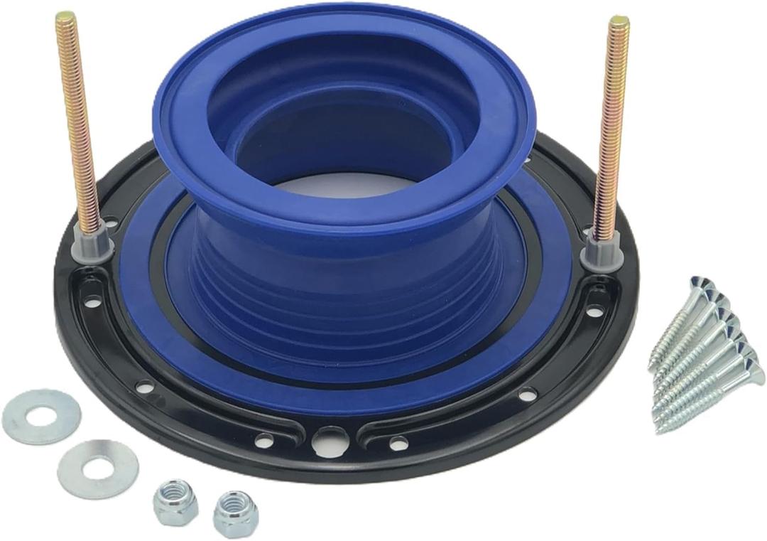 One N Done Toilet Flange Repair Kit - Toilet Kit For Low or Broken Toilet Flange. Toilet Wax Ring Replacement Kit W/Toilet Flange Extender Kit. No Wax Ring For Toilet Bowl Or Toilet Seal Required (1) (Blue)