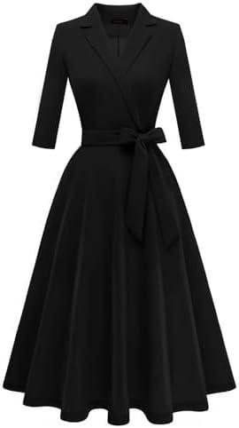 Meetjen Women's Vintage Tea Dress Fall Fit and Flare 3/4 Sleeve Elegant Cocktail Party Formal Church Dresses 2025 XL