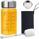 Glass Juice Bottles 12 oz  Wide Mouth Glass Water Bottles with Lids and Sleeve for Juicing, Smoothies, Milk, Protein, Reusable, Stainless Steel Lids, Leak Proof, Shaker bottle (12oz/400ml)