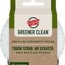 Scotch-Brite Greener Clean Recycled Scrubbing Circles, 3 Dish Scrubbers for Cleaning Kitchen & Scrubbing Fruits or Veggies, Safe on Nonstick Pots and Pans, Glassware, Dishwasher Safe