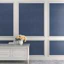 Decotalk 30"x120" Grasscloth Wallpaper Peel and Stick Dark Blue Wallpaper for Bedroom Textured Grass Cloth Removable Vinyl Wrap Dark Blue Contact Paper Peel and Stick Blue Contact Paper for Cabinets