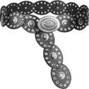 2 x UTOWO Women Wide Boho Disc Western-Belts Vintage-Cowgirl Concho-Waist Belt Versatile Chunky Country Belts for Jeans Pants