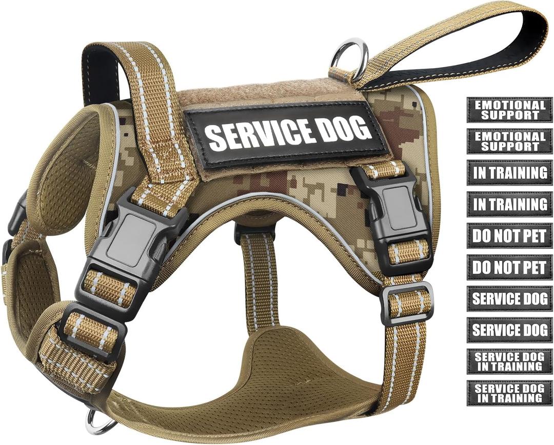 WINSEE Tactical Dog Harness, No Pull Dog Harness for Medium Large Dogs with Handle & Molle, Military Service Dog Vest Harness in Training Pet Harness for Small Dogs (Desert Camo)