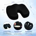 Gel Memory Foam Seat Cushion, Office Chair Cushion for Long Sitting | Dual-Layer Cooling & Slow Rebound Foam for Back & Sciatica Pain Relief, Memory Foam Seat Cushion for Office, Wheelchair, Car
