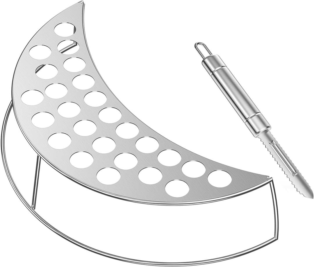 Skyflame Jalapeno Grill Rack, Stainless Steel Large Capacity Chili Pepper Holder with 25 Holes for Cooking Chicken Wings or Legs, for Most Charcoal Kettle/Ceramic Grills