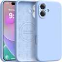 Magnetic for iPhone 16 Case [Compatible with Magsafe] [Premium Silicone Satin-Smooth Touch] Slim Shockproof Anti-Scratch Microfiber Lining Case, 6.1 inch, Light Blue