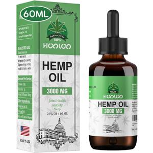 HOOLOO Hemp Oil for Adults 3000MG for Bedtime Support, Unwind, Relief Muscle Joint Discomfort, Allergen Free, 2Fl Oz, Made in USA