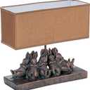 Creative Co-op Resin Rabbit Table Lamp with Rectangle Linen Shade, Bronze Finish