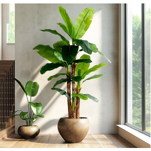 Erimda 8.2FT Artificial Banana Tree, Lifelike Fake Banana Leaf Tropical Silk Tree, Easy Assembly Faux Floor Plant with Sturdy Trunk, Maintenance Free for Indoor Home Patio Pool Outdoor Tropical Decor