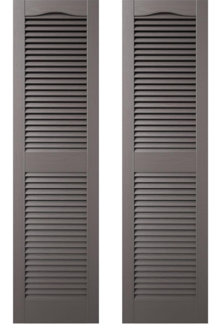 Builders Edge
14.5 in. W x 49 in. H TailorMade Vinyl Cathedral Top Center Mullion, Open Louver Shutters Pair in Tuxedo Grey
 BEL1140049018 