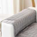 Couch Arm Covers, Velvet Fuzzy Couch Covers for Sofa, Non-Slip Armchair Sofa Slipcovers Arm Rest Cover, Armrest Pads, Pet Friendly Couch Protector for Dogs Washable (1PC, Grey, 28"X28")