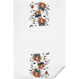 Halloween Ghost Kitchen Towels, Spooky Halloween Hand Towels for Bathroom Decor, Autumn Ghost Pumpkin Decorative Dish Tea Towel for Kitchen, 16x24 Inch