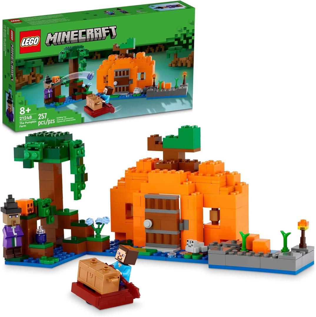 LEGO Minecraft The Pumpkin Farm - Building Toy for Kids Age 8+ - Toy for Boys, Girls, & Gamers W/Steve Minifigure, Witch, & More - 21248