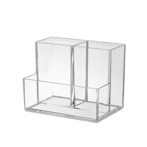 Desk Pen Holder, Transparent Clear Pencil Storage Box, Large Capacity Acrylic Display Simple Stationery Organizer Desktop