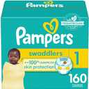 Pampers Swaddlers Diapers, Size 1, Absorbent, Keeps Baby Dry and Comfortable, Skin Safe Disposable Baby Diaper, 1 Pack (Count of 160)