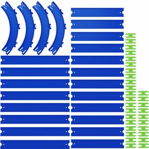 Straight & Curved Track Compatible with Hot Wheels - 24-Piece 1:64 Scale Raceway Expansion (20 Feet Total) - Straights, High-Banked Curves & Connectors