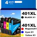 LC401XL Ink Cartridges for Brother Printer Compatible for LC401 Ink Cartridges for MFC-J1010DW MFC-J1012DW MFC-J1170DW Printer 4 Pack (1 Black, 1 Cyan, 1 Magenta, 1 Yellow)