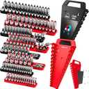 10-Piece Socket and Wrench Organizer Set, 8PC Socket Organizer Tray and 2PC 24-Slot Magnetic Wrench Organizer, for 1/4", 3/8", 1/2" Drive SAE and Metric, Toolbox Drawer Storage, Tools Not Included