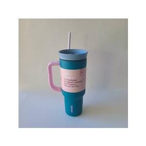 Owala Stainless Steel Triple Layer Insulated Travel Tumbler with Spill Resistant Lid, Straw, and Carry Handle, BPA Free, 40 oz, Dusty Pink