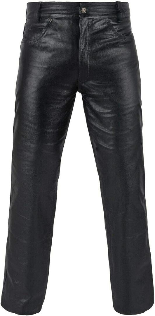 Genuine Leather Full Grain Motorbike Leather Pant, Motorcycle Style (40, Black)