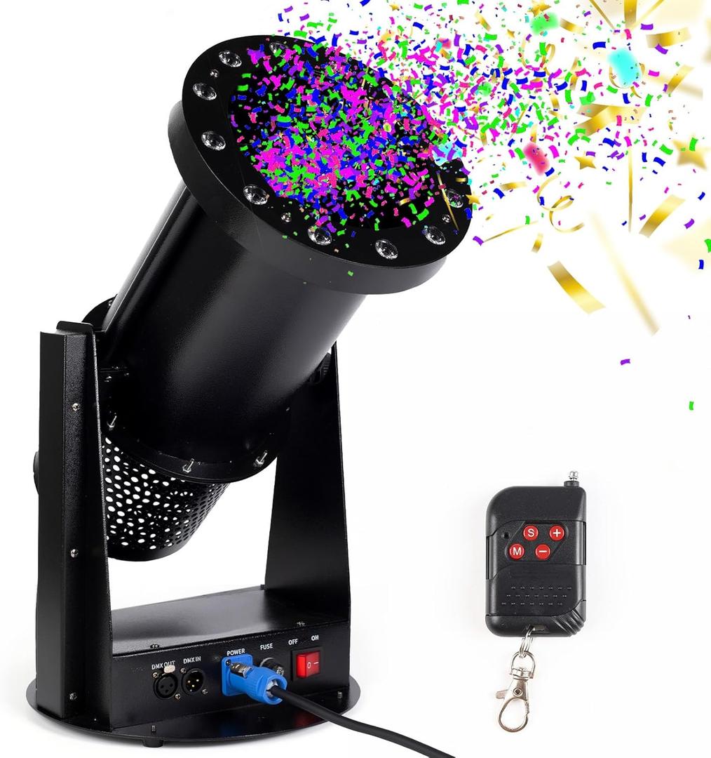 Confetti Launcher Cannon Machine, LED Confetti Machine Blower with DMX Long-range Control for Concert Party Wedding Disco Show, Confetti Shooter Launcher Machine 3-in-1 RGB Used by Club&Stage