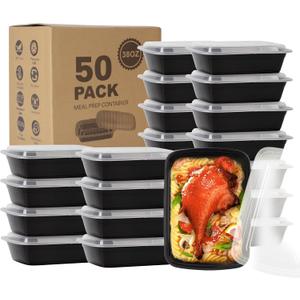 50 Pack- Meal Prep Containers 38oz, Plastic Food Prep Containers Reusable, Leakproof To Go Food Containers with Lids, BPA-Free, Microwave/Dishwasher/Freezer Safe