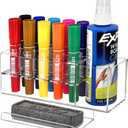 Dry Erase Marker Holder, 10 Slots Wall Mount Acrylic Pen Holder Clear Curved Surface Design for Whiteboard, Office, Home, Marker, Classroom Organization, Eraser and Cleaner Not Included