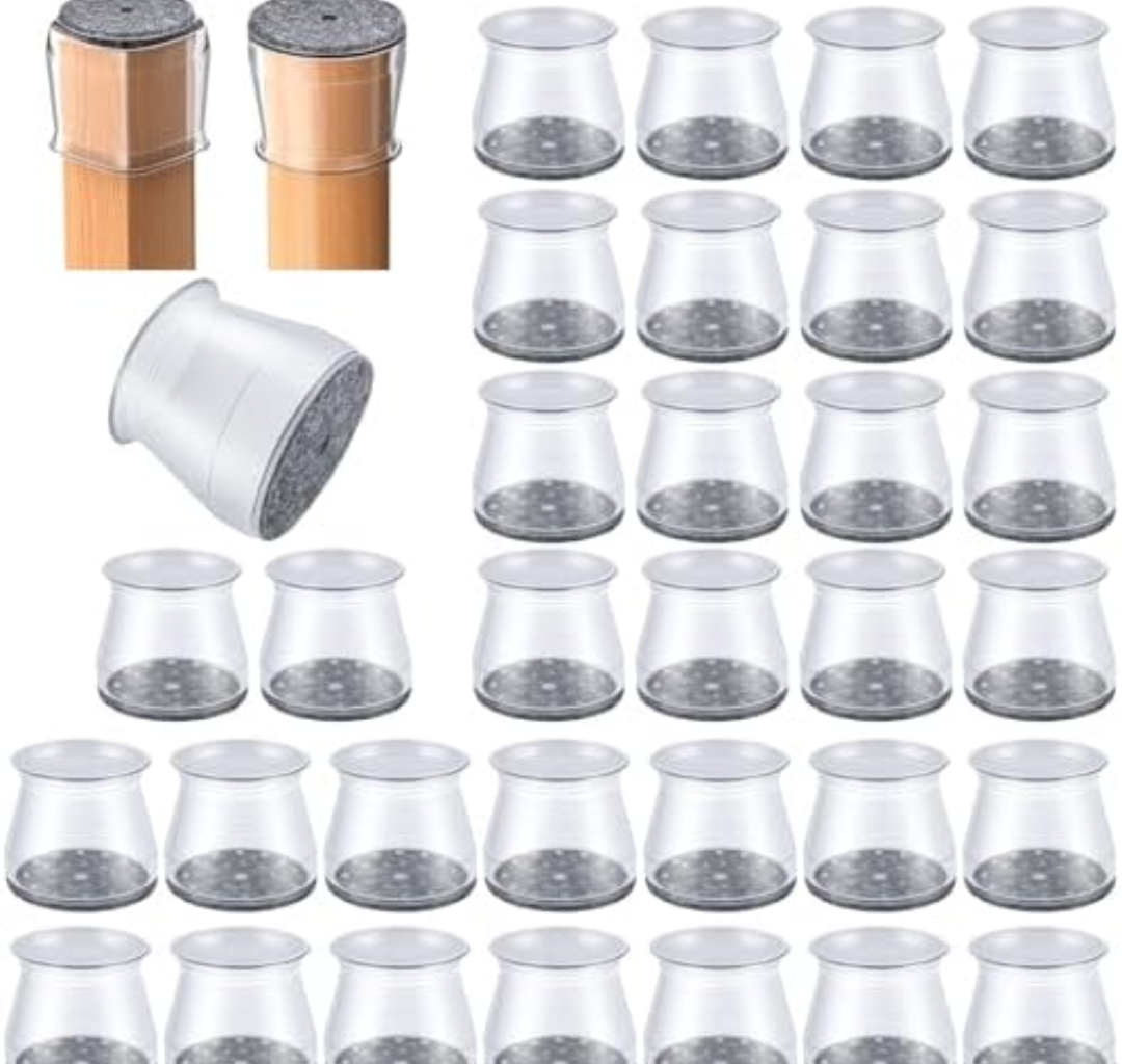 32 Pcs Chair Leg Protectors for Hardwood Floors, Silicone Felt Furniture Leg Cover Pad for Protecting Floors from Scratches and Noise, Smooth Moving, Large(Fit Round Diameter：1-5/16" to 2")